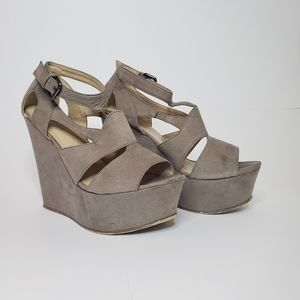 JustFab | Lilisa Taupe Wedged Sandals